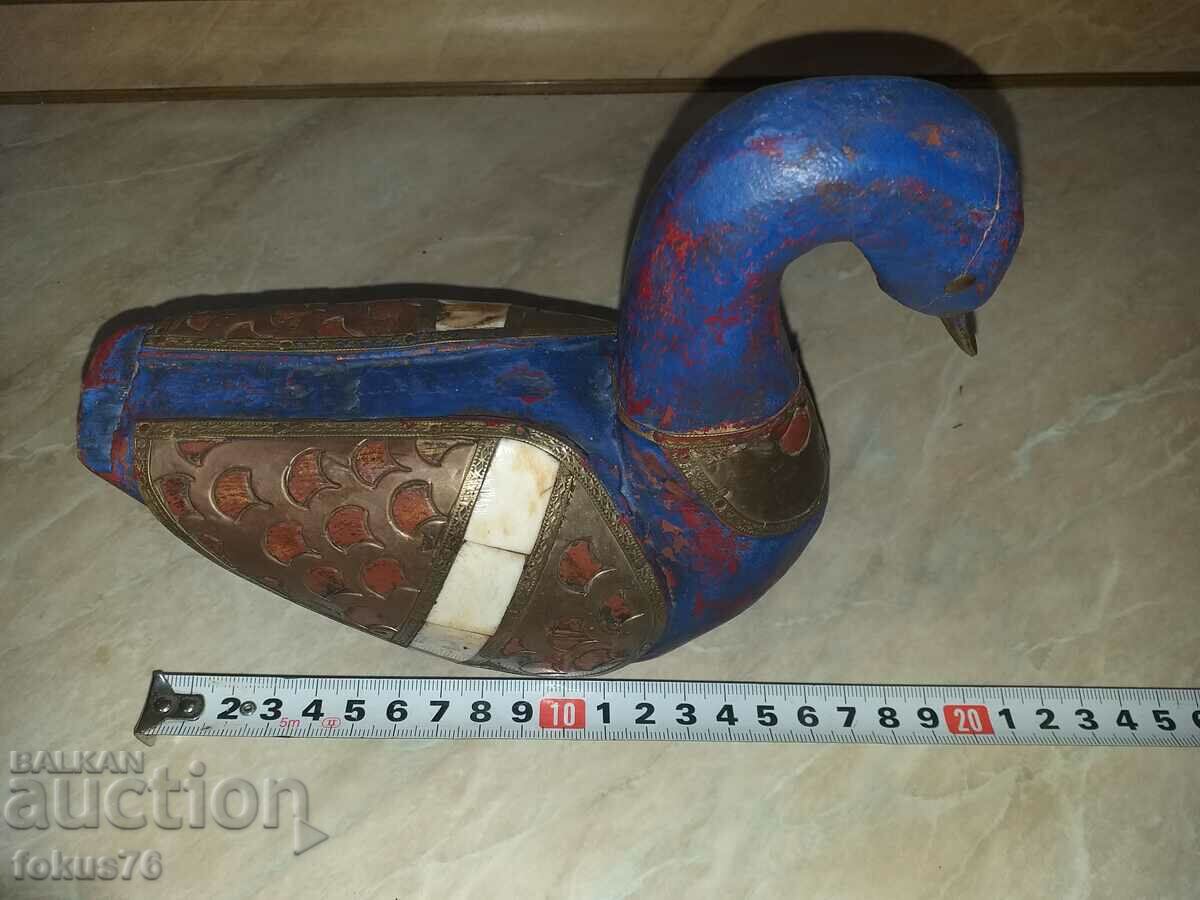 Μια υπέροχη μπλε ξύλινη πάπια με ορείχαλκο και κόκκαλο - 6 Μια υπέροχη μπλε ξύλινη πάπια με ορείχαλκο και κόκκαλο - 6