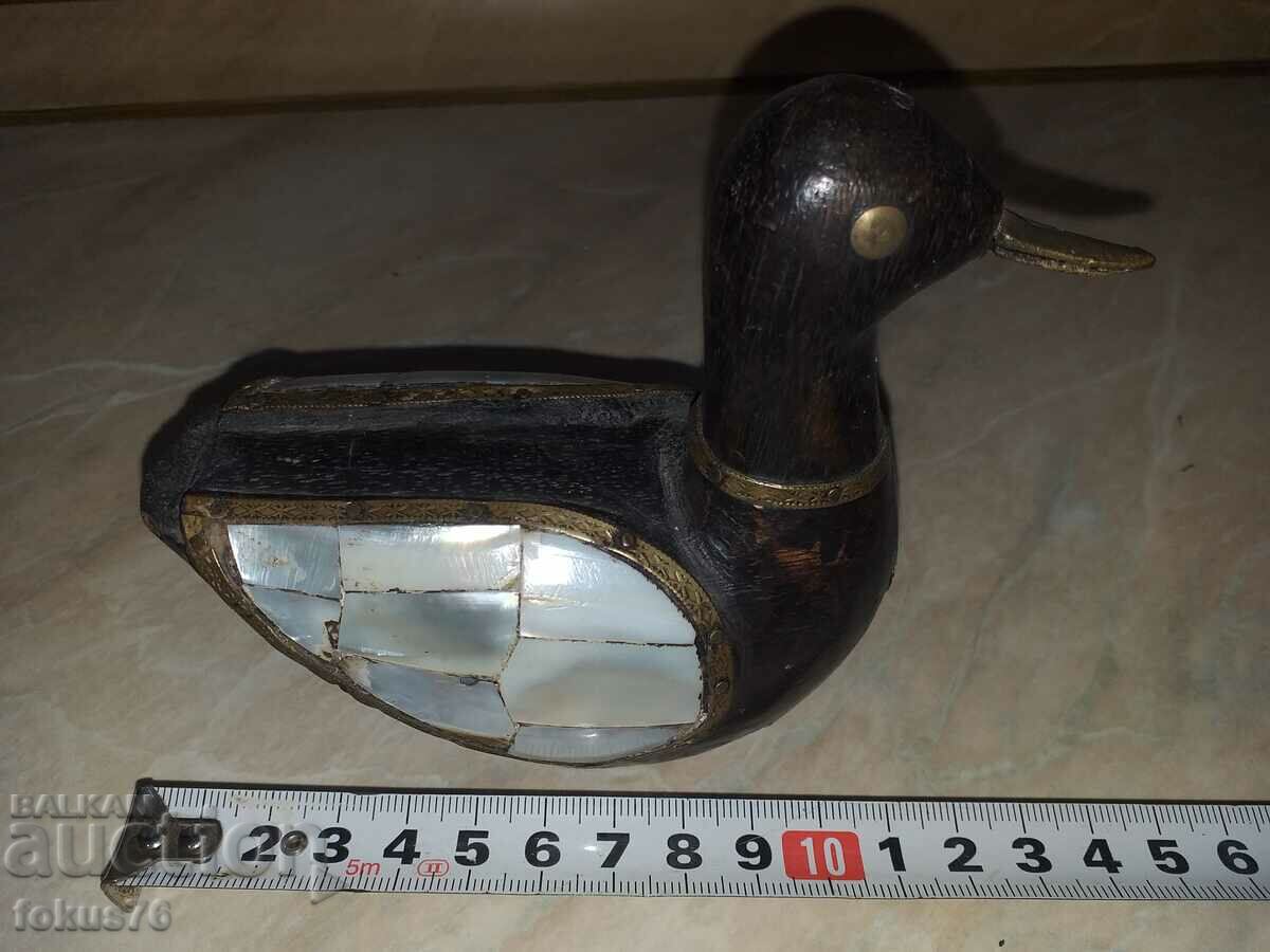 Great wooden duck duck with brass and mother of pearl - 6 Great wooden duck duck with brass and mother of pearl - 6