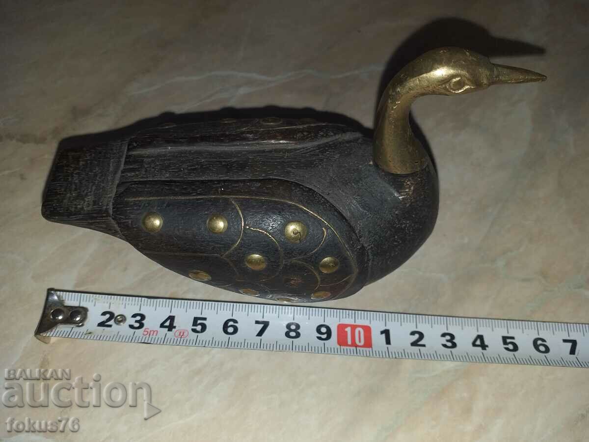 Μοναδική ξύλινη πάπια πάπιας με μπρούτζινα στοιχεία - 6 Μοναδική ξύλινη πάπια πάπιας με μπρούτζινα στοιχεία - 6