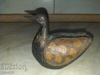 Unique wooden duck duck with brass fittings