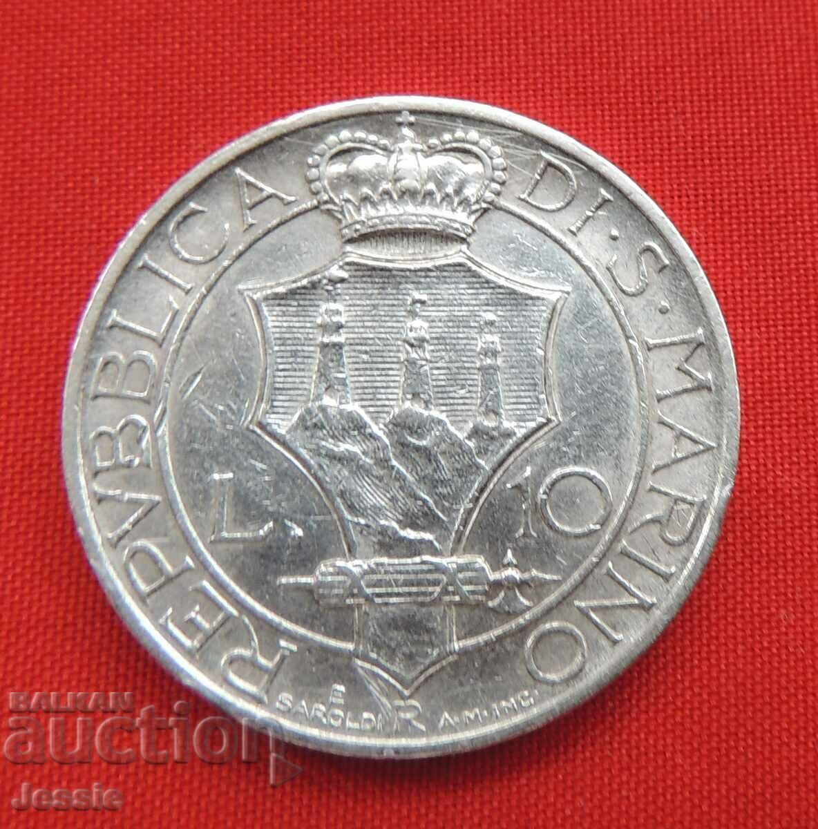 10 Pounds 1936 R San Marino Silver QUALITY