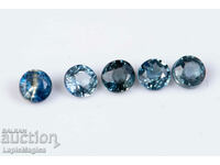 5 pcs blue sapphire 0.86ct heated round cut #5