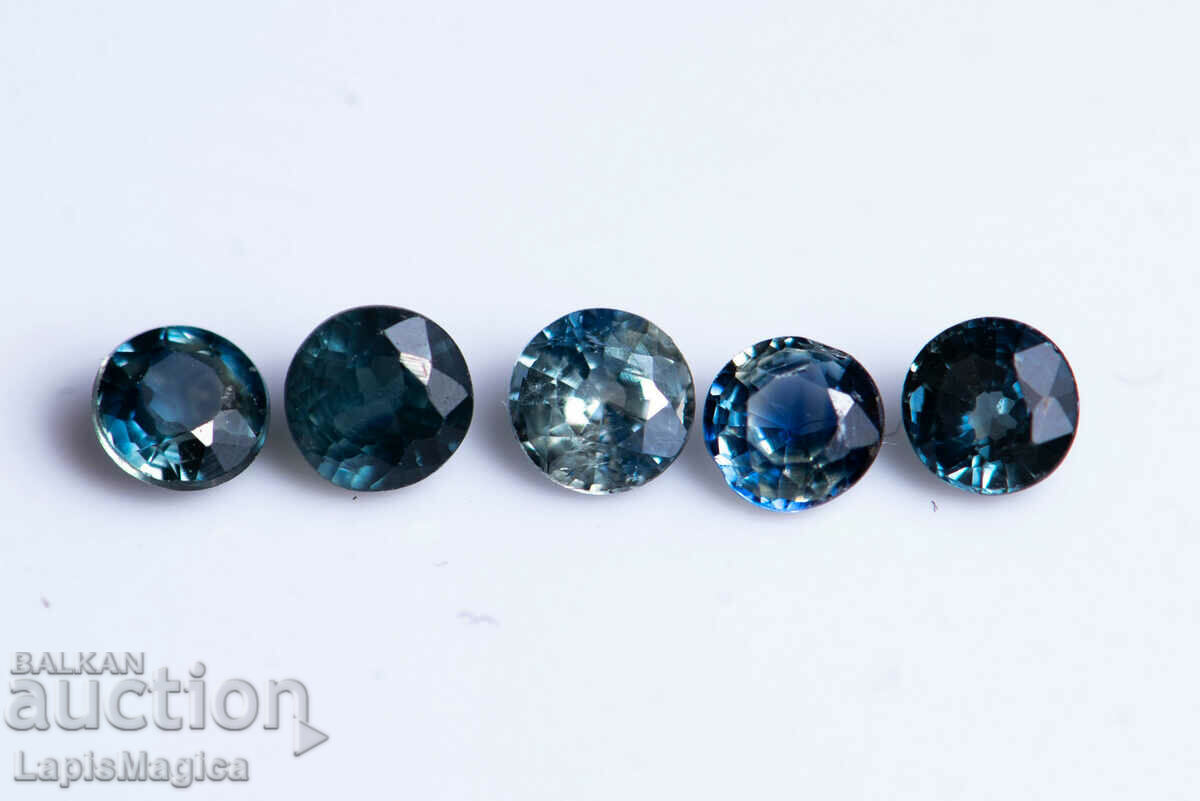 5 pieces blue sapphire 0.75ct heated round cut #6
