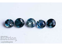 5 pieces blue sapphire 0.75ct heated round cut #6