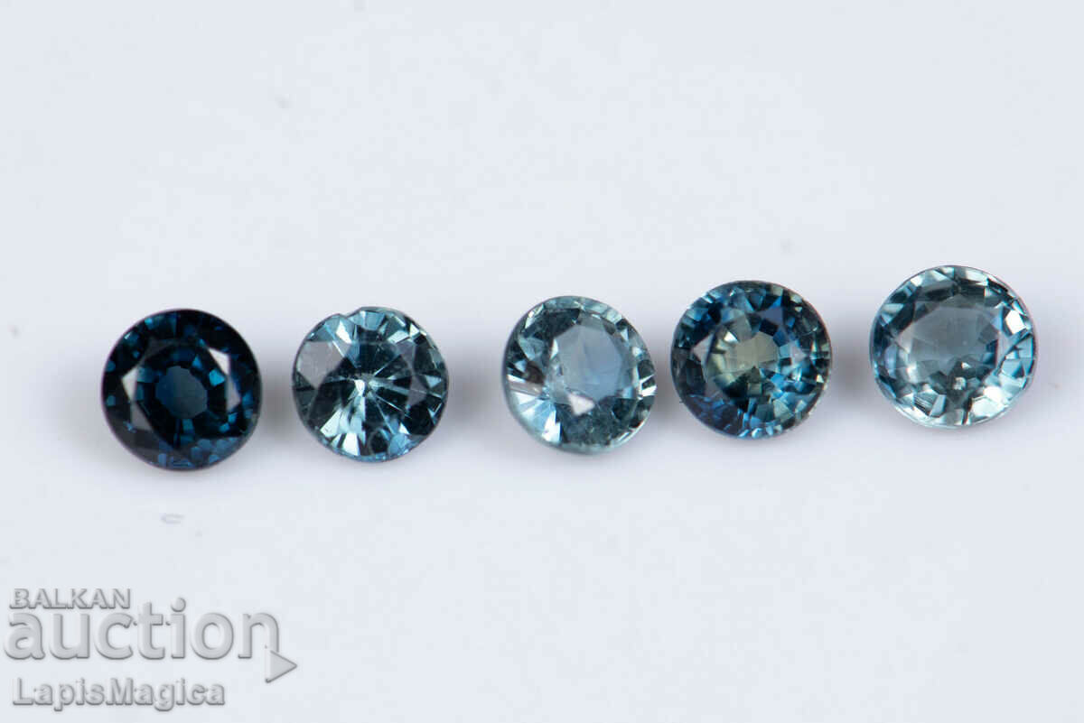 5 pieces blue sapphire 0.75ct heated round cut #7