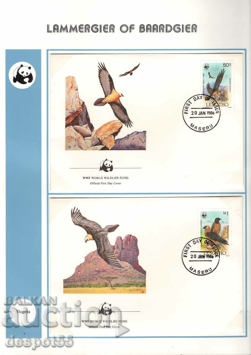 1986 Lesotho. Nature conservation - bearded vulture. 4 envelopes. with price 7.50 BGN | € 3.83 1986 Lesotho. Nature conservation - bearded vulture. 4 envelopes. with price 7.50 BGN | € 3.83