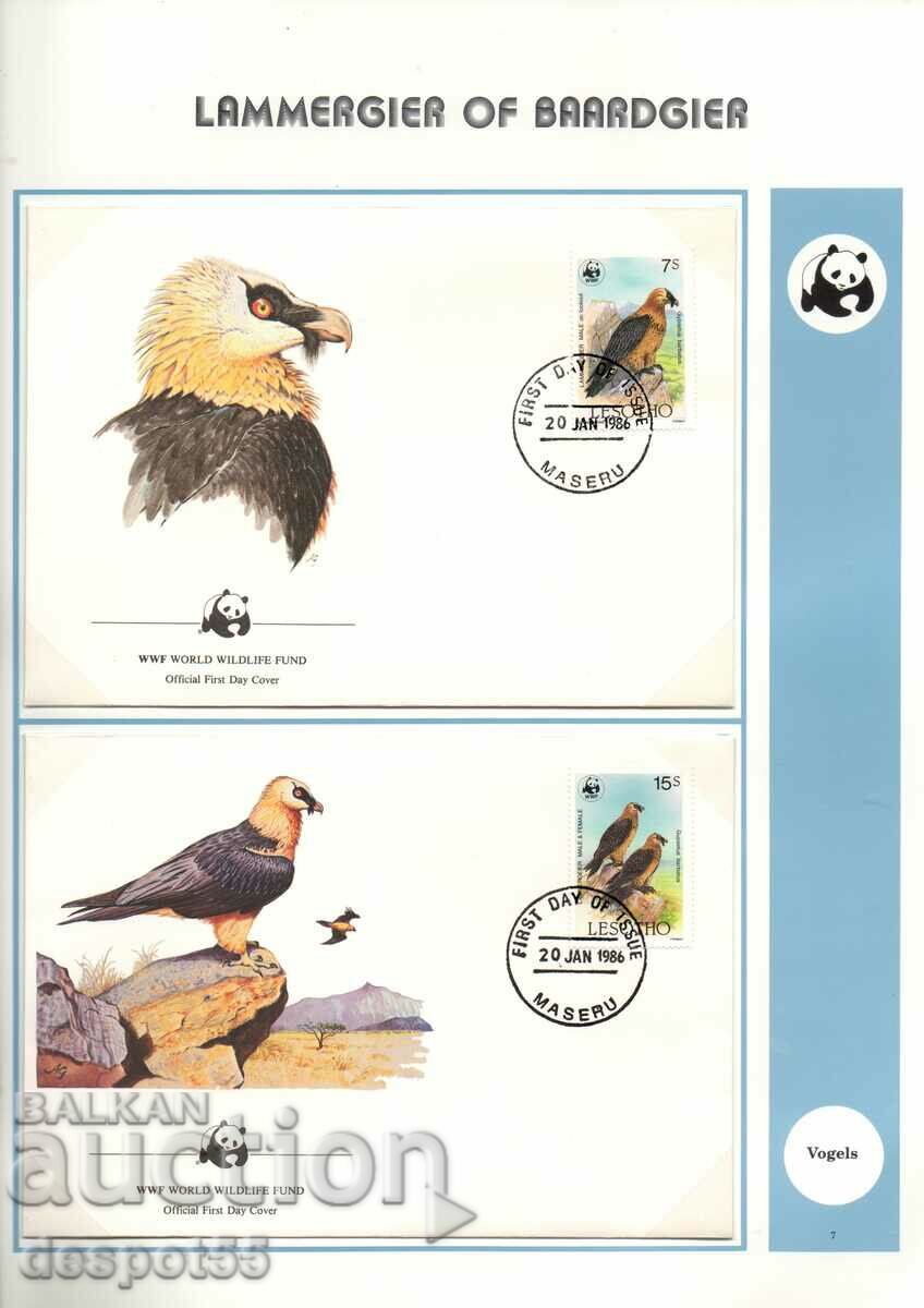 1986 Lesotho. Conservarea naturii - vultur barbos. 4 plicuri.