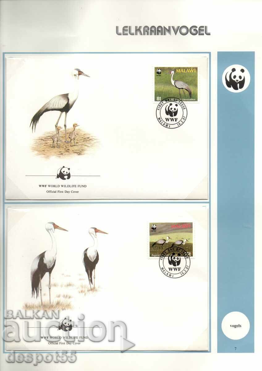 1987. Malawi. A crane. 4 envelopes.