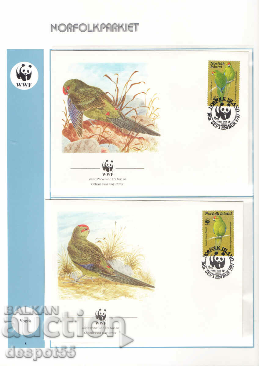 1987. Norfolk Island. Red-fronted parrot. 4 envelopes. with price 9.50 BGN | € 4.86 1987. Norfolk Island. Red-fronted parrot. 4 envelopes. with price 9.50 BGN | € 4.86