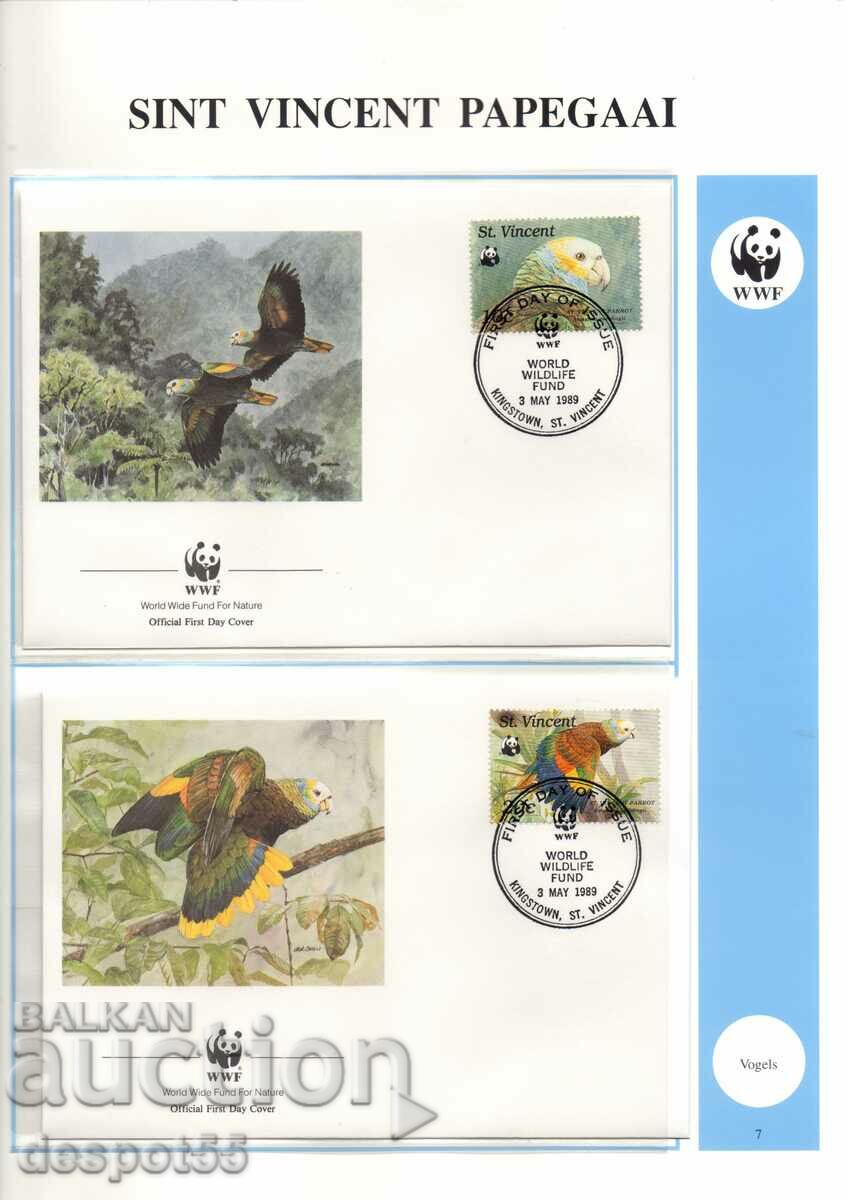 1989. St. Vincent. Nature Protection - Parrots. 4 envelopes.