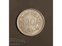 20 rapen 1964 Switzerland, 20 centimes 1964 Switzerland