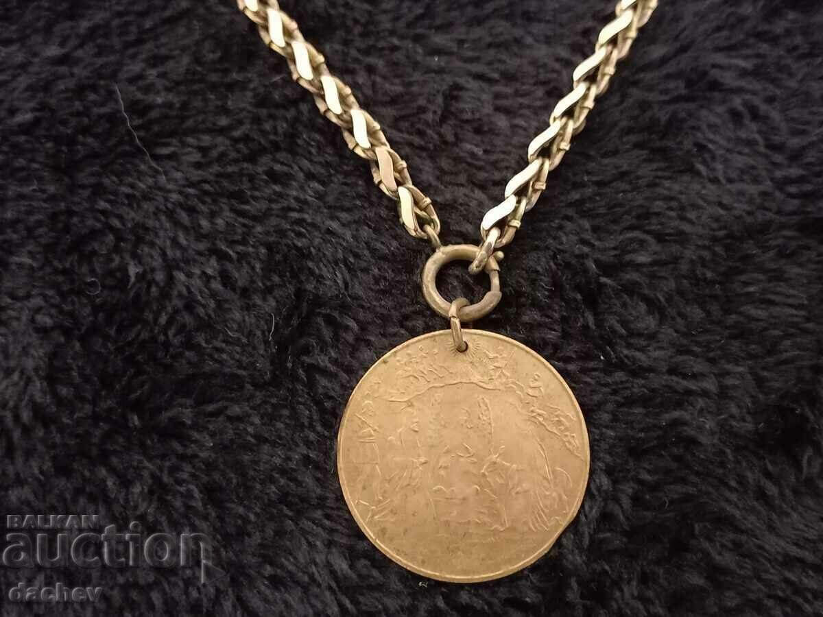 Auction  Gilded cordon pendar BAPTIST NAME folk necklace jewelry costume