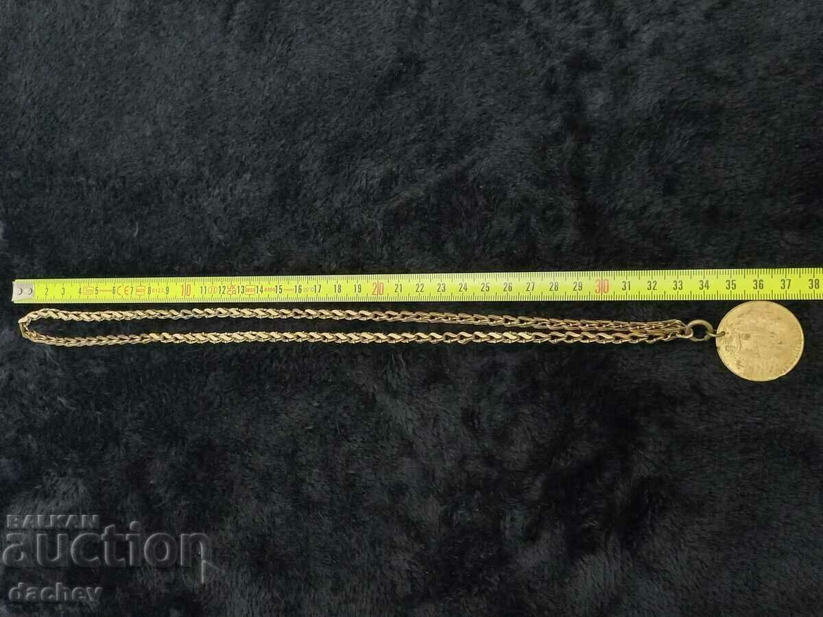 Gilded cordon pendar BAPTIST NAME folk necklace jewelry costume - 5