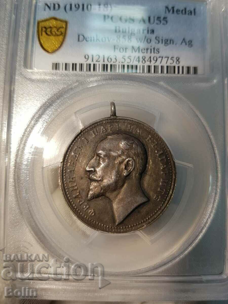 AU 55 Royal Medal of Merit King Ferdinand I Silver with price 180.00 BGN | € 92.03 AU 55 Royal Medal of Merit King Ferdinand I Silver with price 180.00 BGN | € 92.03