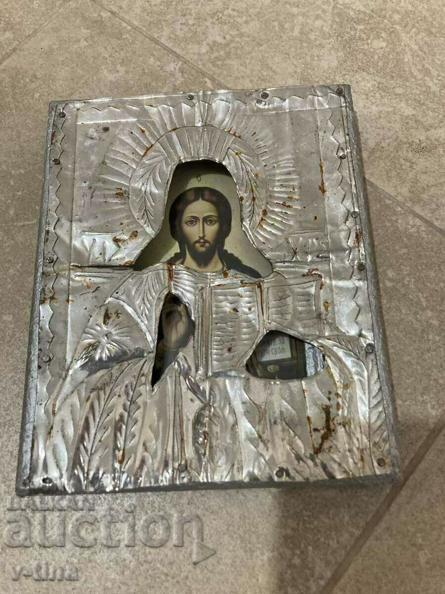 Μια παλιά σιδερένια εικόνα του Ιησού Χριστού