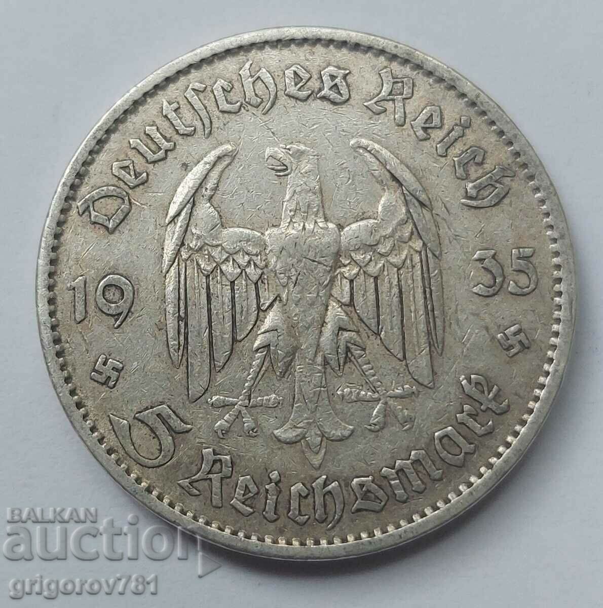 5 Mark Silver Germany 1935 A III Reich Silver Coin #13