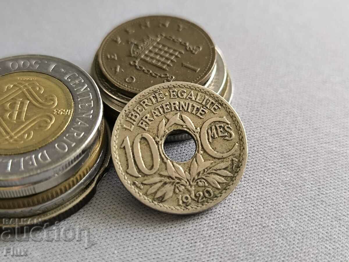 Mонета - Франция - 10 сентима | 1920г.