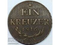 Austria 1 Kreuzer 1816 G - Transilvania 8,84g Bronz