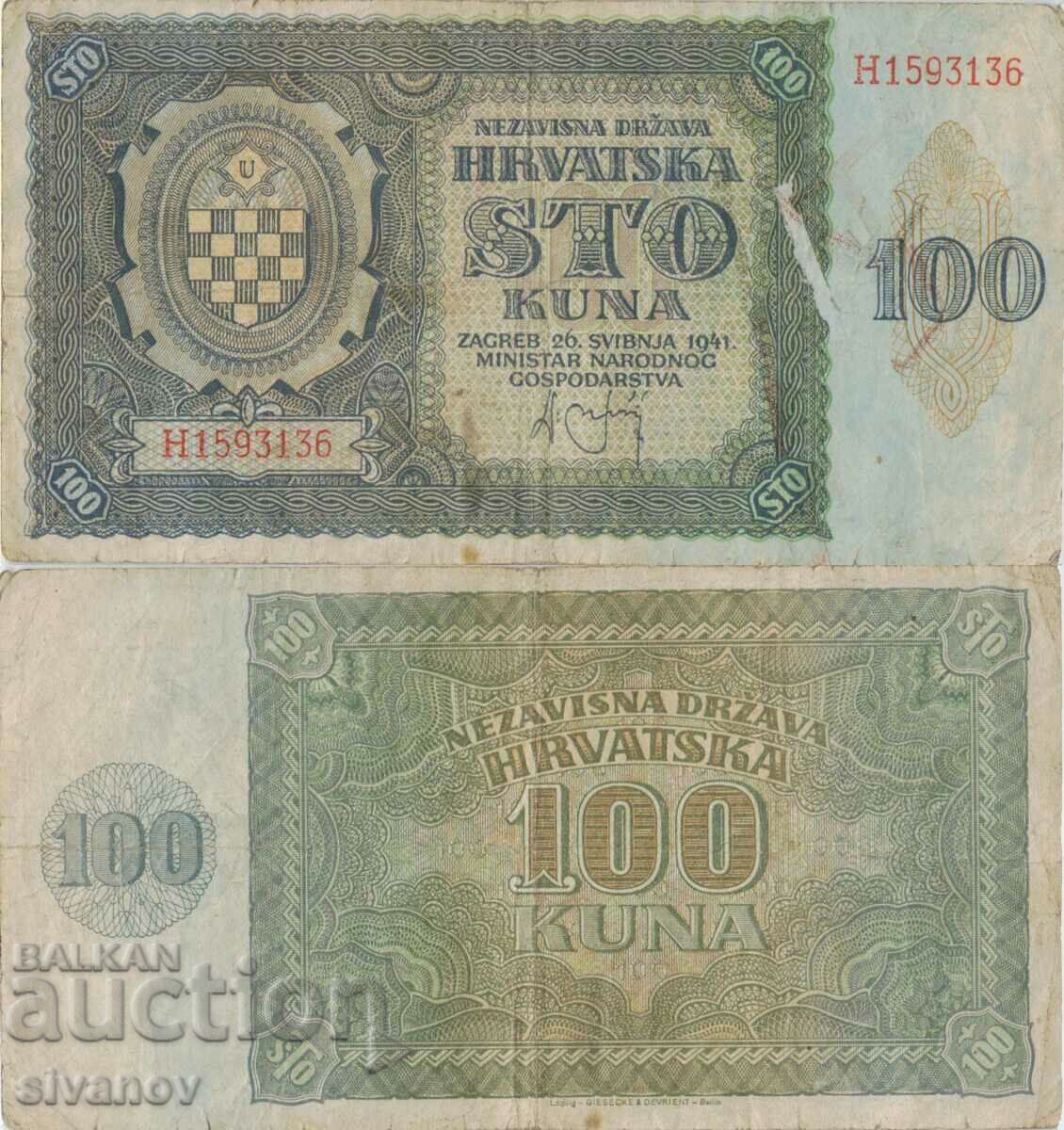 Croatia 100 kuna 1941 banknote #5320