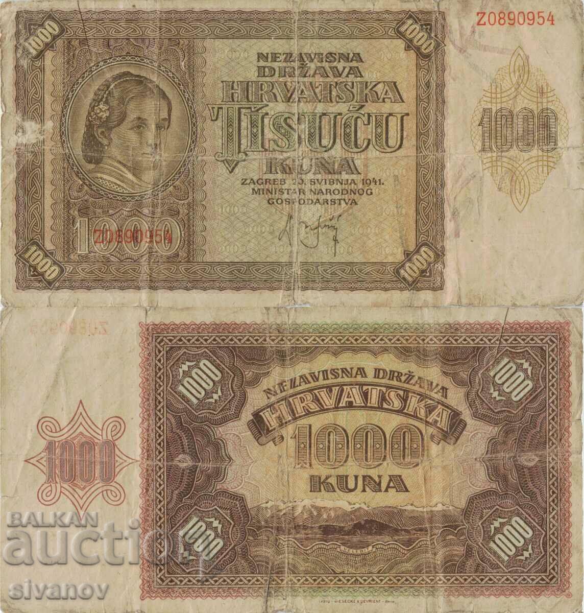 Croația 1000 kuna 1941 bancnota #5322