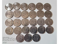 Италия лот 10 лири 1970 - 1998 година,  27 броя а12