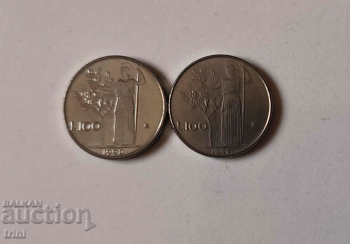 Italy lot 50 lira 1990 and 1991 year g101