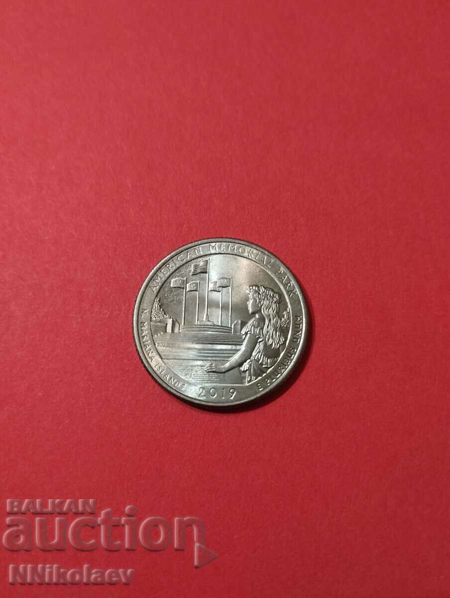 US ¼ Dollar 2019 America the Beautiful - American Memorial Park with price 2.00 BGN | € 1.02 US ¼ Dollar 2019 America the Beautiful - American Memorial Park with price 2.00 BGN | € 1.02