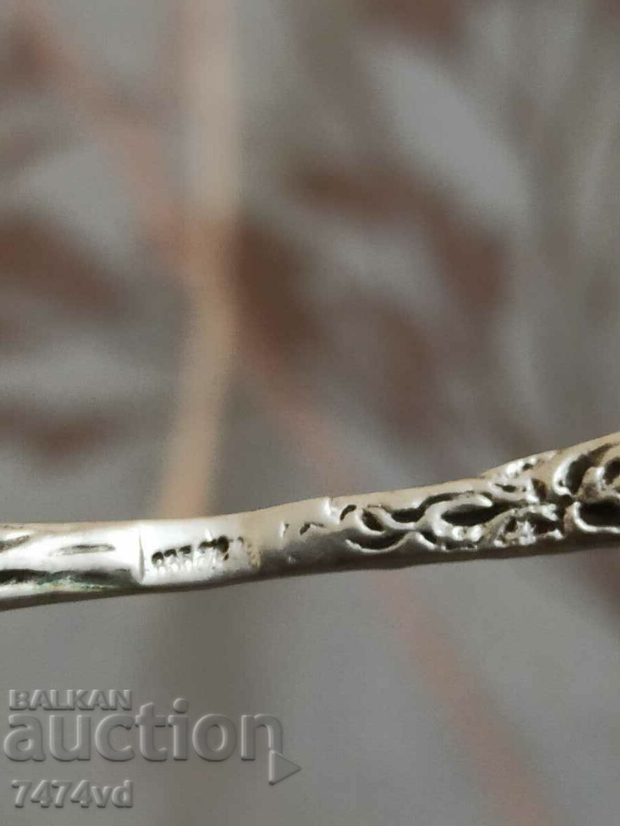 СРЕБЪРНА СТАРА ЛЪЖИЧКА С КРАСИВА ГОЛЯМА РОЗА - 5 СРЕБЪРНА СТАРА ЛЪЖИЧКА С КРАСИВА ГОЛЯМА РОЗА - 5