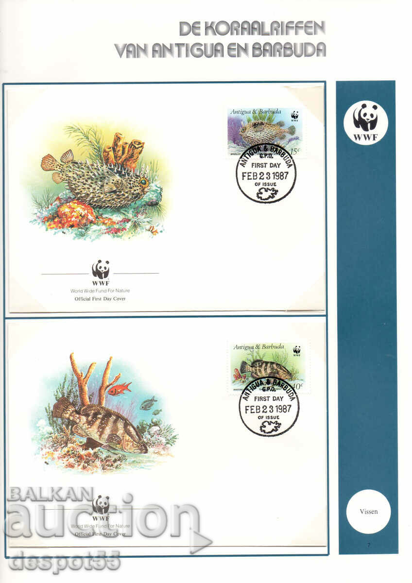 1987. Αντίγκουα και Μπαρμπούντα. Θαλάσσια Άγρια Ζωή - Ιχθείς. 4 φάκελοι