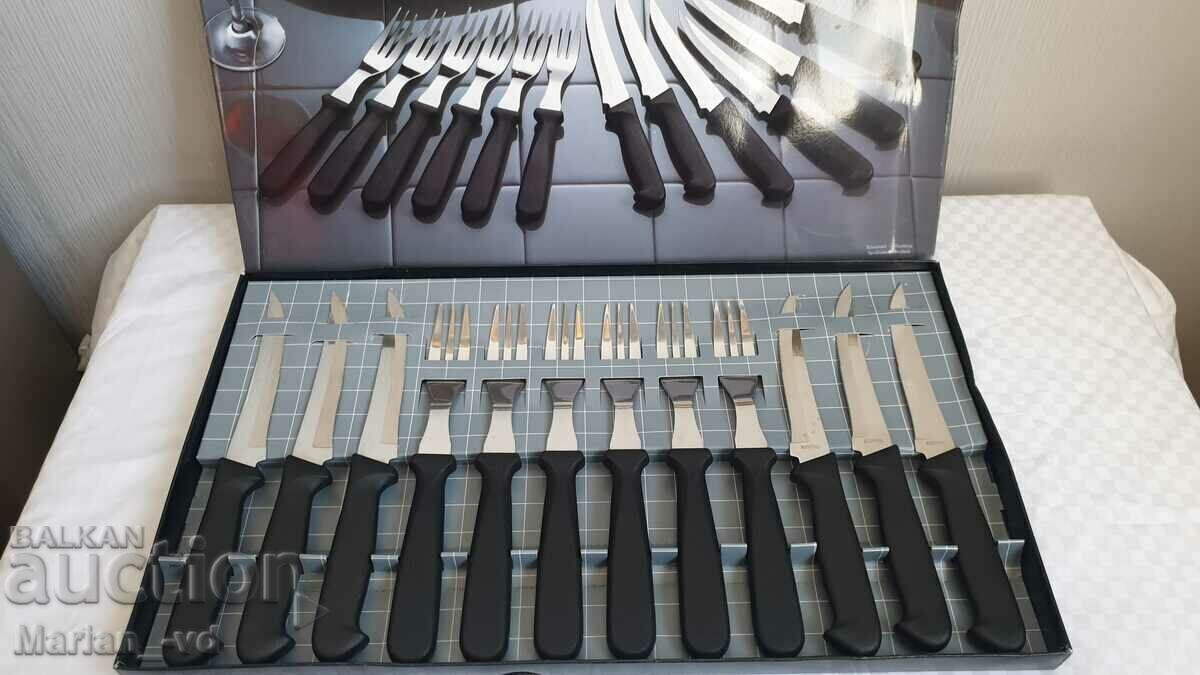 Σετ γερμανικά πιρούνια και μαχαίρια με τιμή 80.00 BGN | € 40.90 Σετ γερμανικά πιρούνια και μαχαίρια με τιμή 80.00 BGN | € 40.90