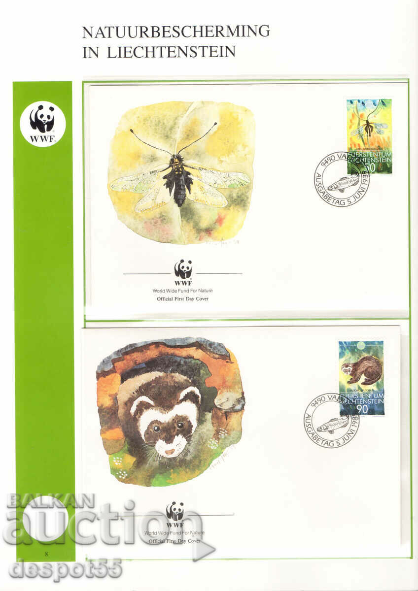 1989. Liechtenstein. Wildlife Fund - Animals. 4 envelopes. with price 6.50 BGN | € 3.32