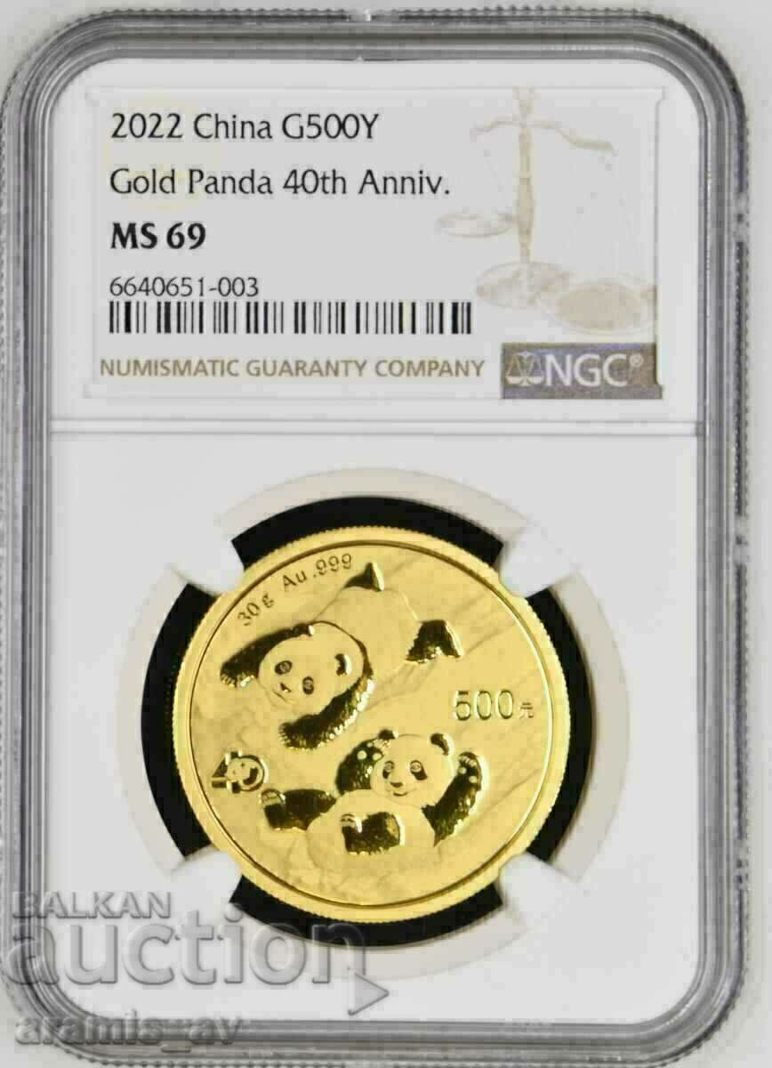 500 Yuan 2022 Gold China Panda NGC MS69