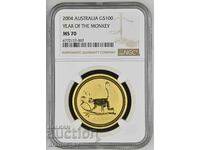 $100 Златен Австралийски лунар 2004 г. Година на маймуната