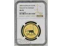 $100 Gold Australian Lunar 2004 Year of the Monkey