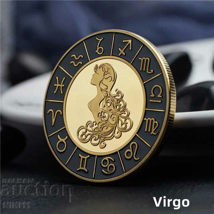 Moneda zodiacal Fecioară într-o capsulă protectoare, semne zodiacale, zodia Fecioară