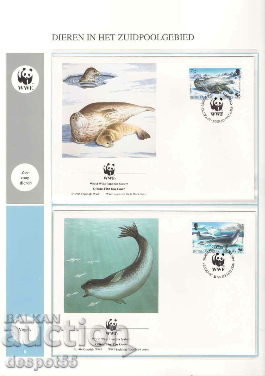 1992. Brit. Antarctica. Seals and penguins. 4 envelopes. with price 7.50 BGN | € 3.83 1992. Brit. Antarctica. Seals and penguins. 4 envelopes. with price 7.50 BGN | € 3.83
