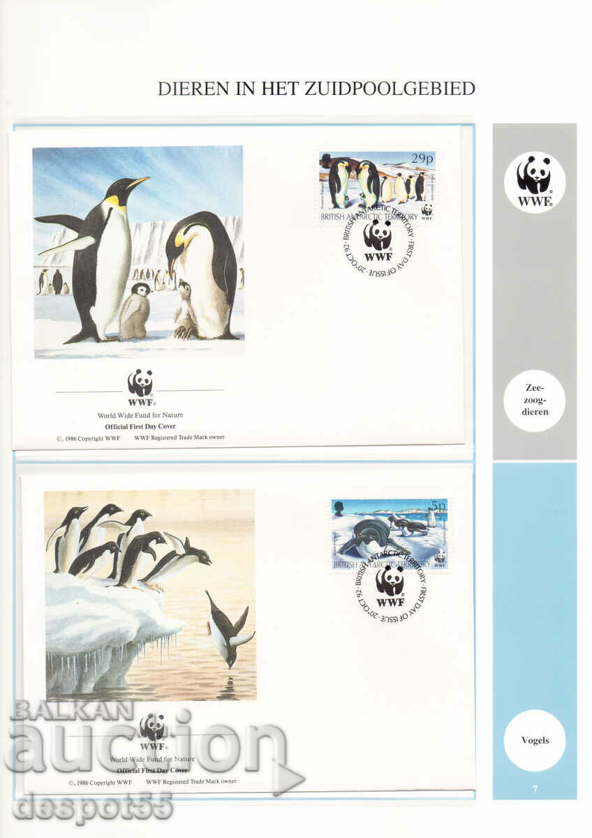 1992. Βρεταν. Ανταρκτική. Φώκιες και πιγκουίνοι. 4 φάκελοι.