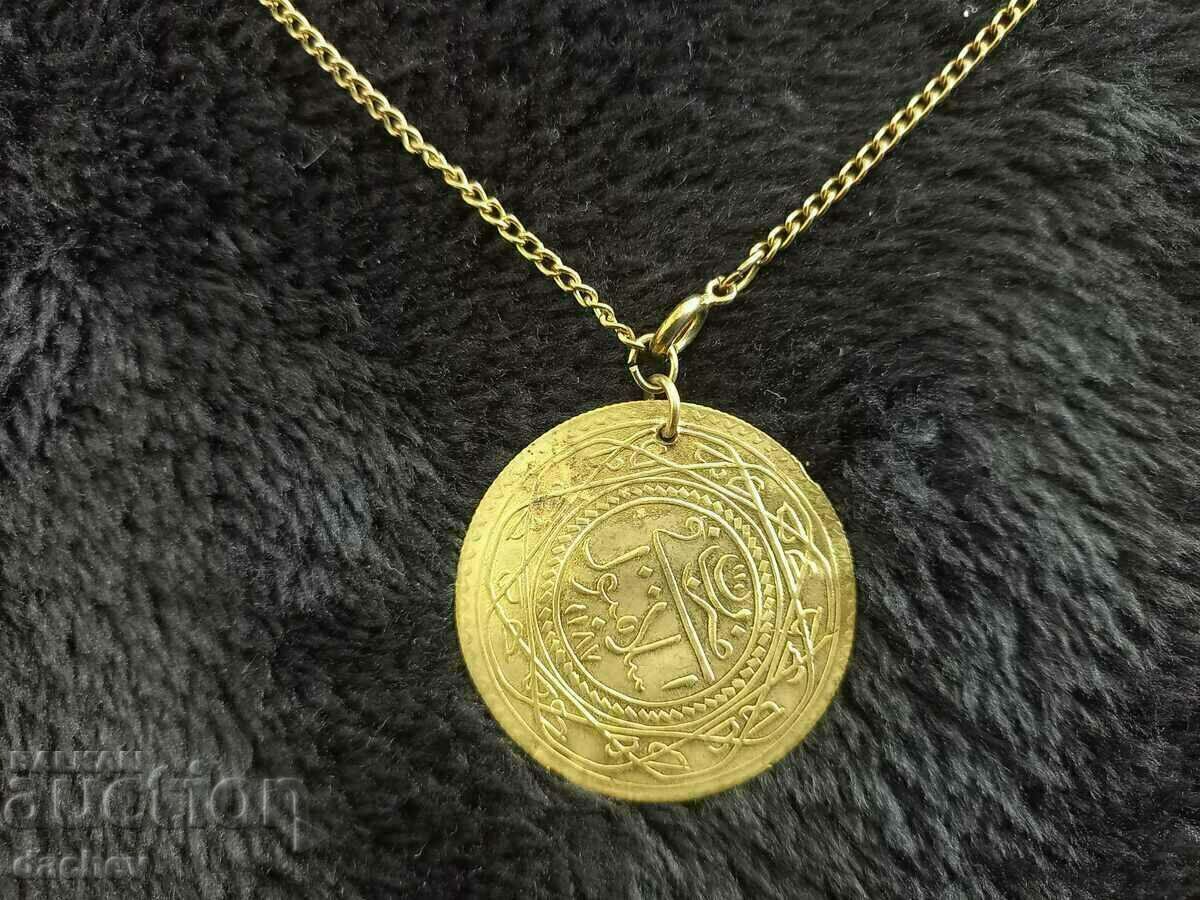 Auction Gold-plated cordon necklace with pendar folk costume costume 1905. Auction Gold-plated cordon necklace with pendar folk costume costume 1905.