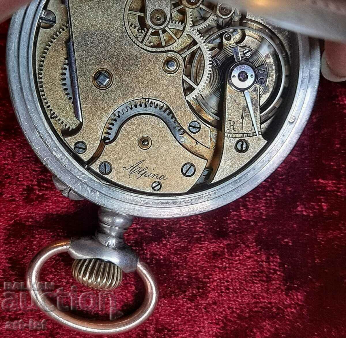 Rare Alpina Swiss Silver Pocket Watch - 5