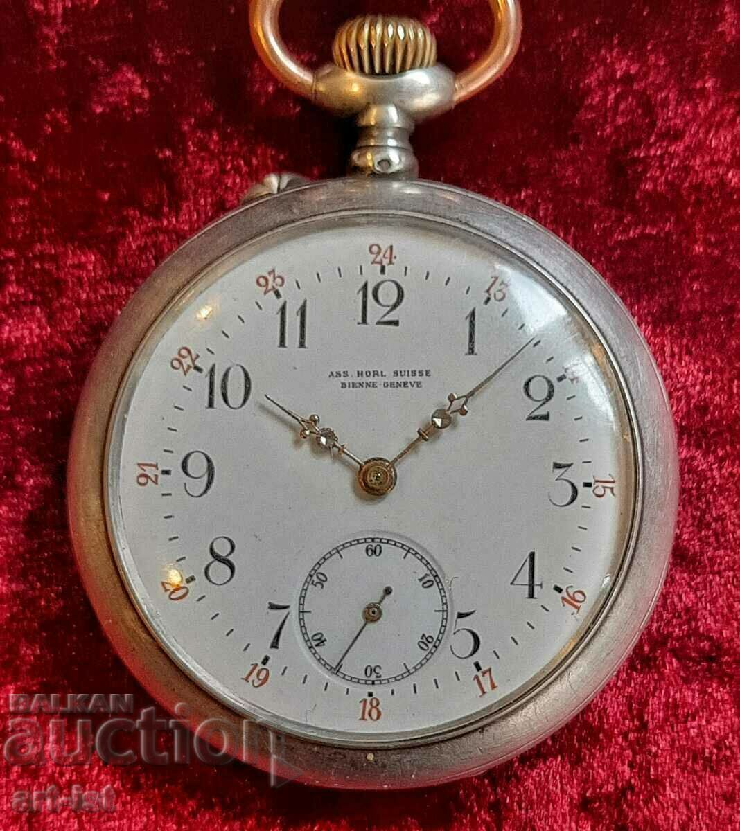 Rare Alpina Swiss Silver Pocket Watch