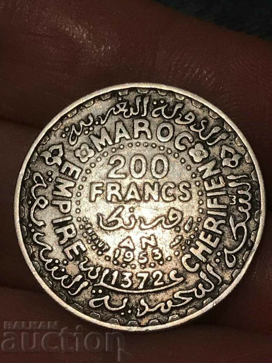 Maroc 200 franci argint 1953