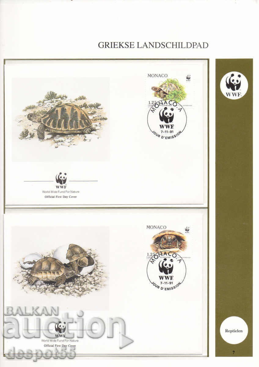 1991. Μονακό. Είδος υπό εξαφάνιση - χελώνα. 4 φάκελοι.
