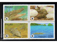 1994 Палау. Опазване на природата- Естуарният крокодил. Блок
