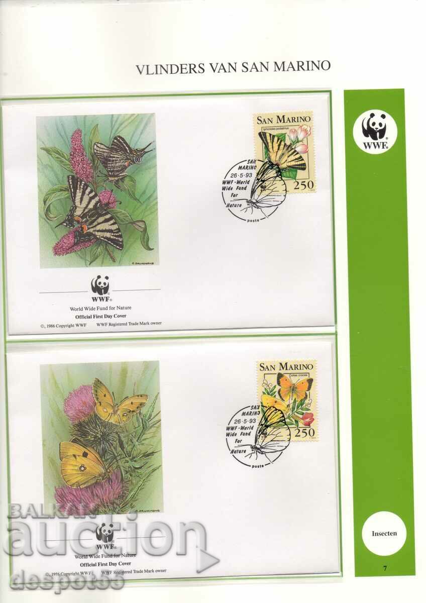 1993. San Marino. World Wildlife Fund. 4 envelopes.