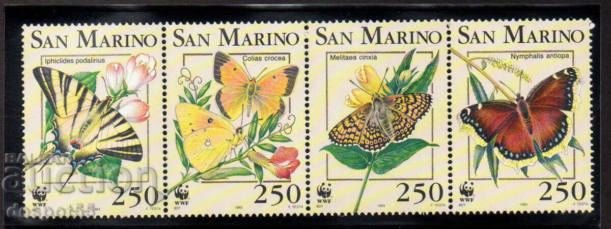 1993. San Marino. World Wildlife Fund. Strip.