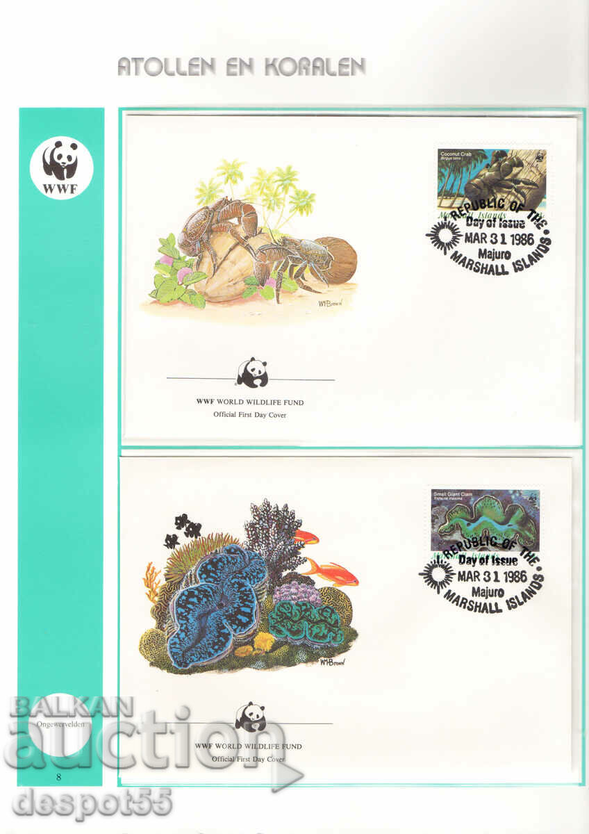 1986 Marshall Islands. World Wildlife Fund. 4 envelopes with price 7.50 BGN | € 3.83 1986 Marshall Islands. World Wildlife Fund. 4 envelopes with price 7.50 BGN | € 3.83