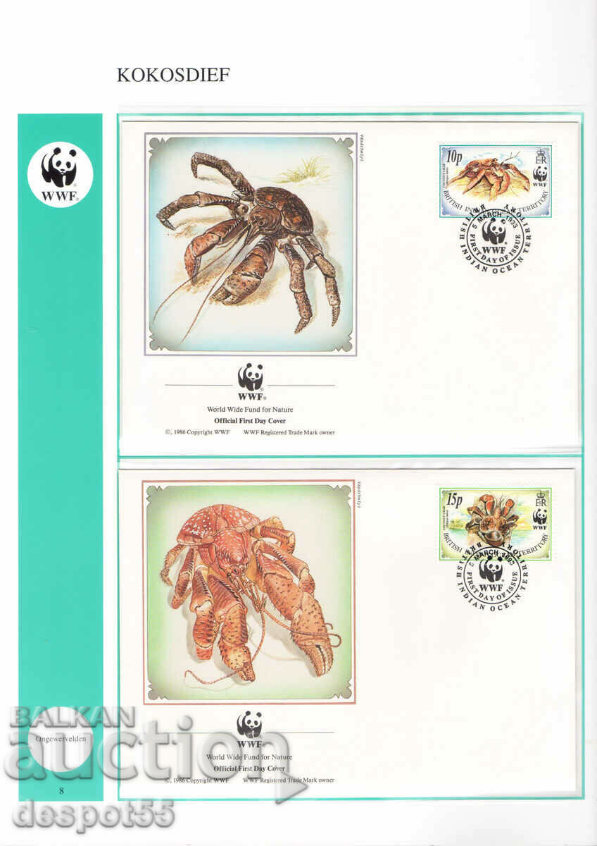 1993. Brit. Indian Ocean. Coconut crab. 4 envelopes. with price 8.50 BGN | € 4.35 1993. Brit. Indian Ocean. Coconut crab. 4 envelopes. with price 8.50 BGN | € 4.35