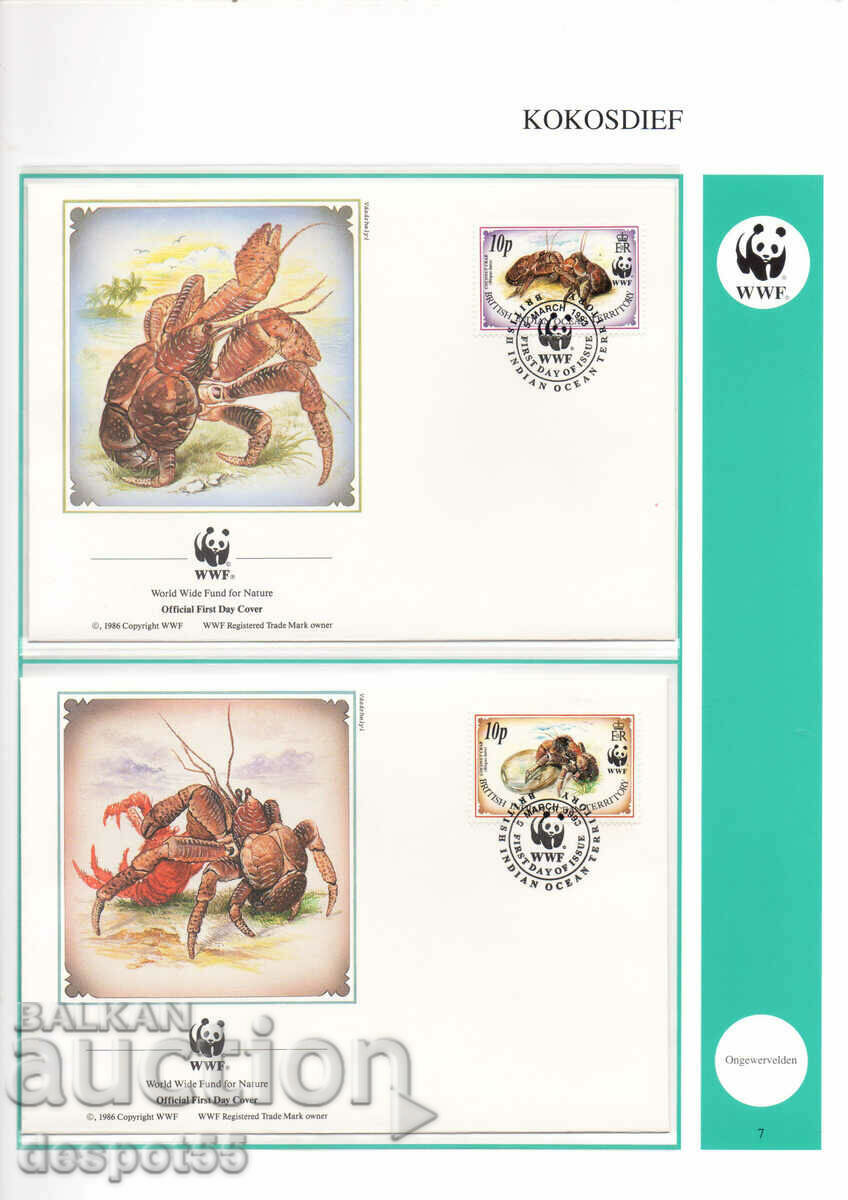 1993. Brit. Indian Ocean. Coconut crab. 4 envelopes.