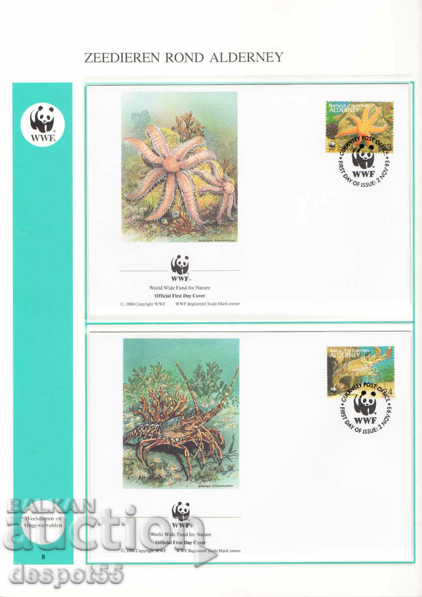 1993. Alderney. Marine life. 4 envelopes.