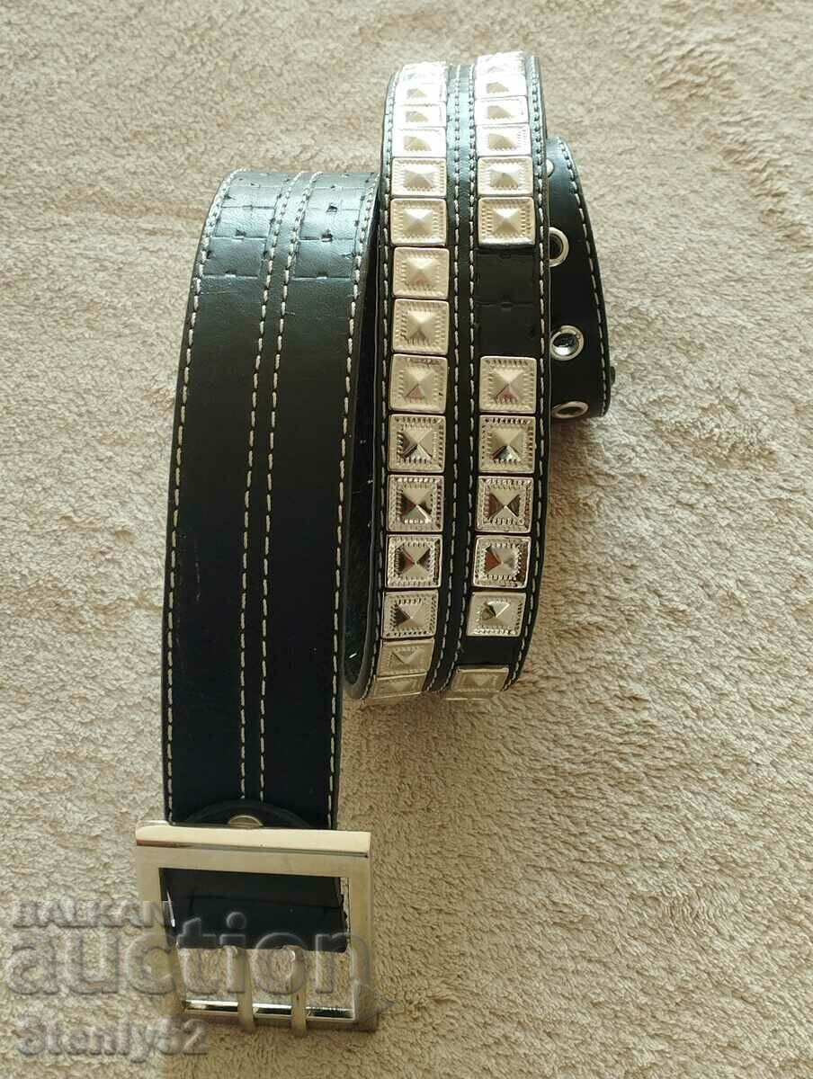Leather belt with metal eyelets 96/4 cm